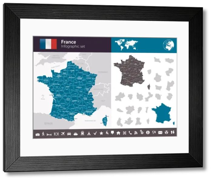 Framed Print : France - Infographic map - illustration Framed Print : France - Infographic map - illustration