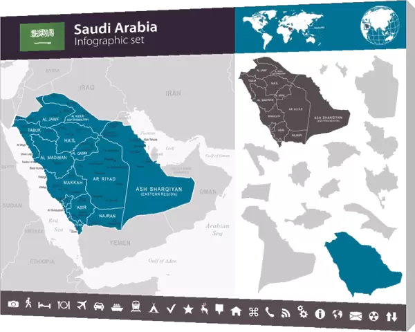 Saudi Arabia - Infographic map - illustration