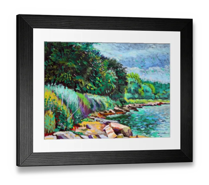 Framed Print : Summer shore of Hudson River, New York Framed Print : Summer shore of Hudson River, New York