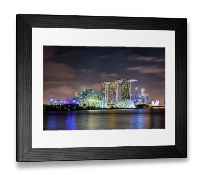 Framed Print : Singapore panoramic night city Framed Print : Singapore panoramic night city