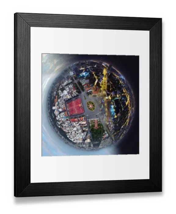 Framed Print : 360A Little Planet of Saigons Day and Night Framed Print : 360A Little Planet of Saigons Day and Night