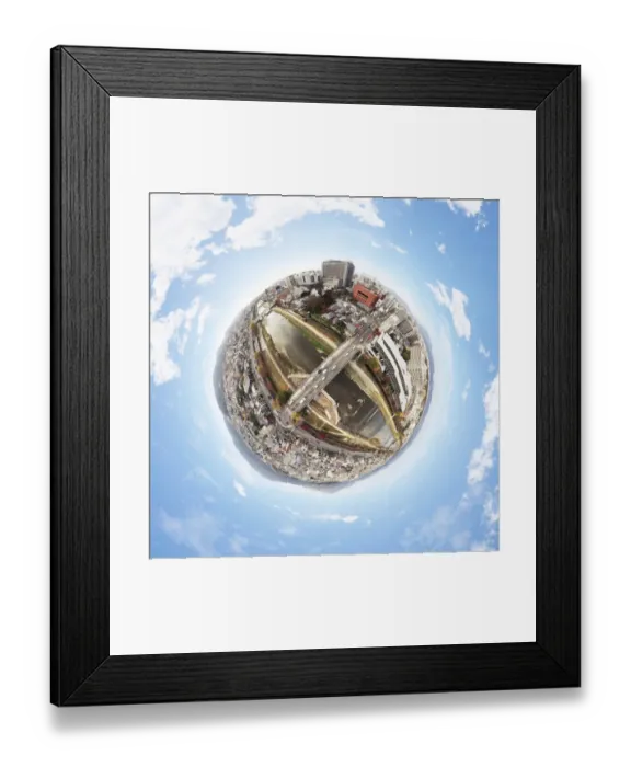 Framed Print : 360 Aerial View above Nijo Bridge in Kyoto, Japan Framed Print : 360 Aerial View above Nijo Bridge in Kyoto, Japan