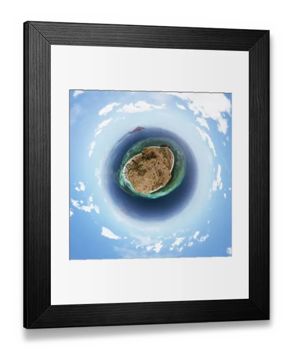 Framed Print : 360 Bird s-eye Panorama of Kanawa Island, Indonesia Framed Print : 360 Bird s-eye Panorama of Kanawa Island, Indonesia