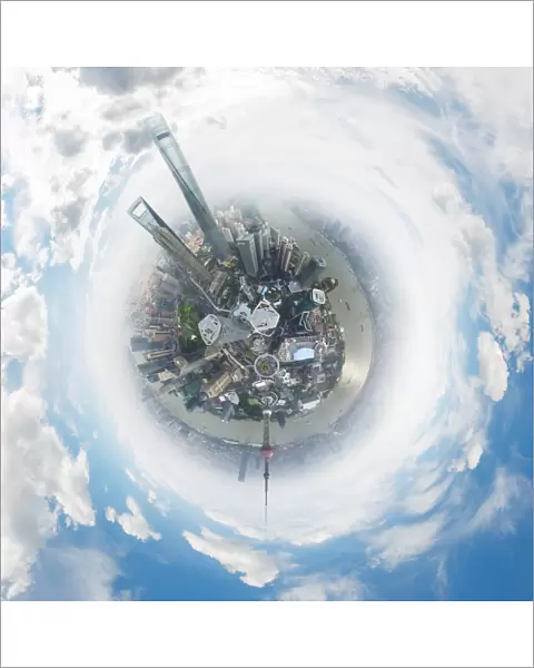 360A Aerial Little Planet of Modern Shanghais Central Business District