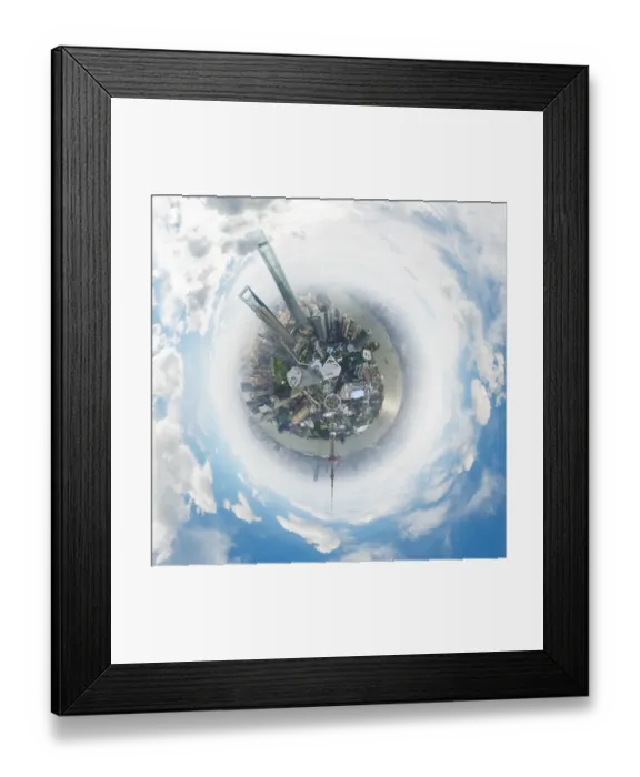 Framed Print : 360A Aerial Little Planet of Modern Shanghais Central Business District Framed Print : 360A Aerial Little Planet of Modern Shanghais Central Business District