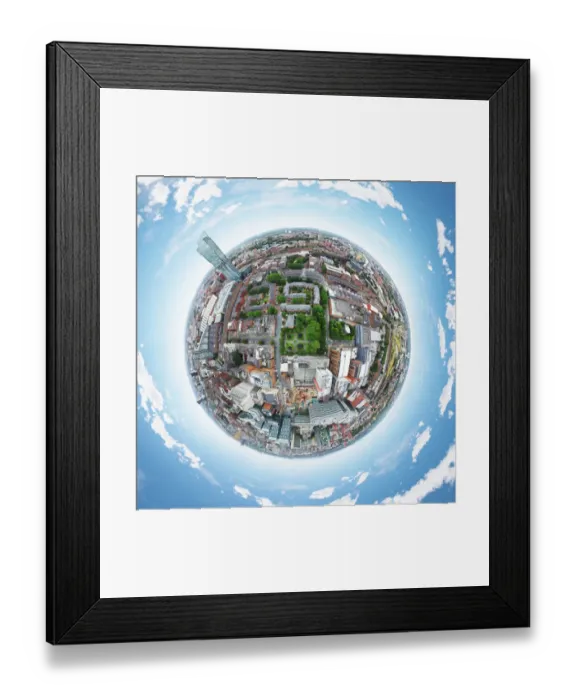 Framed Print : Aerial View of St Johns Gardens in Manchester, UK