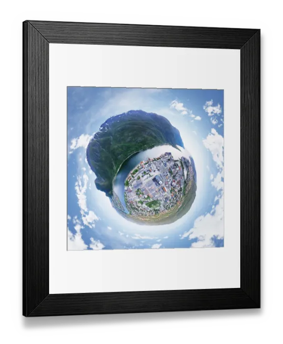 Framed Print : 360A Little Planet of Mosjoen, Norway Framed Print : 360A Little Planet of Mosjoen, Norway
