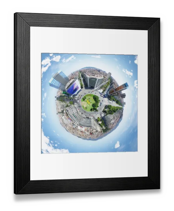 Framed Print : PlaAza de Francesc Macia in Barcelona, Spain Framed Print : PlaAza de Francesc Macia in Barcelona, Spain