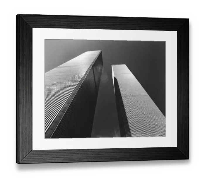 Framed Print : Low Angle View of Twin Towers, New York, USA Framed Print : Low Angle View of Twin Towers, New York, USA