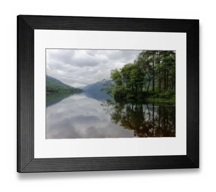 Framed Print : Calm Loch. This is the view from Dornoch Point on Loch Eck looking south Framed Print : Calm Loch. This is the view from Dornoch Point on Loch Eck looking south