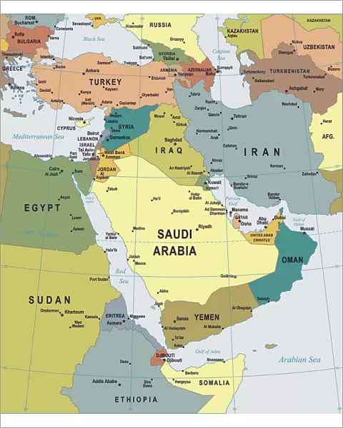 Map of Middle East - illustration