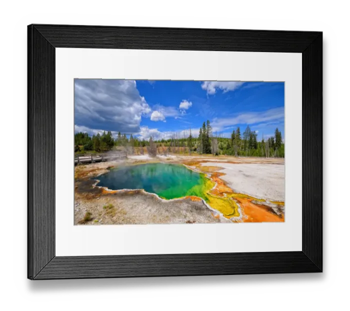Framed Print : Colors. Geyser in Yellowstone. Nature and landscape