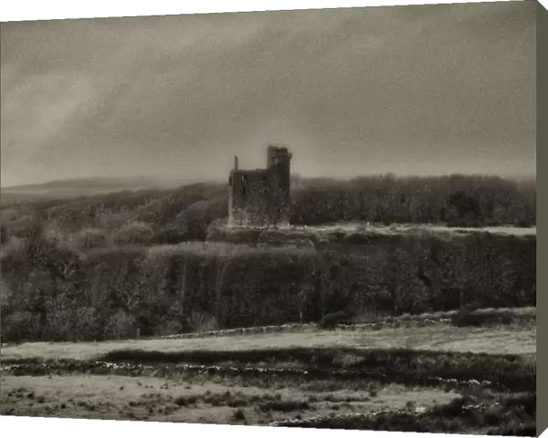 Stark Irish Castle Ruins (black & white)