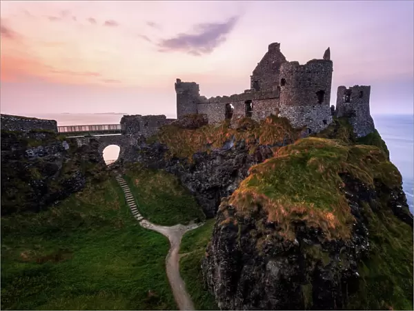 Iconic Ruin of Dunluce Castle, County Antrim, Northern Ireland
