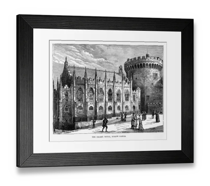 Framed Print : Chapel Royal, Dublin Castle, Dublin, Ireland Victorian Engraving, Circa 1840