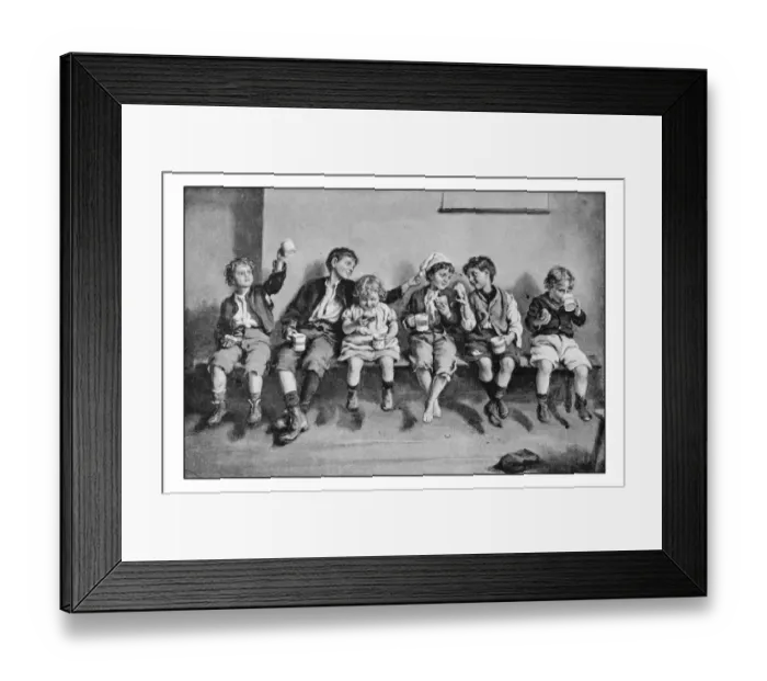 Framed Print : Antique photo of paintings: Children eating Framed Print : Antique photo of paintings: Children eating