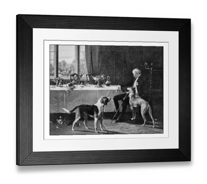 Framed Print : Antique photo of paintings: Man with dogs Framed Print : Antique photo of paintings: Man with dogs