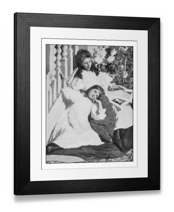 Framed Print : Antique photo of paintings: sisters