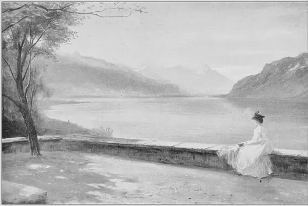Antique photo of paintings: Lake Geneva