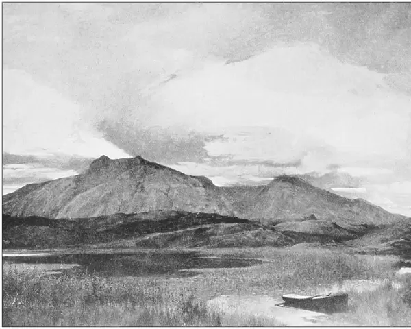 Antique photo of paintings: Ben Cruachan at Sunset