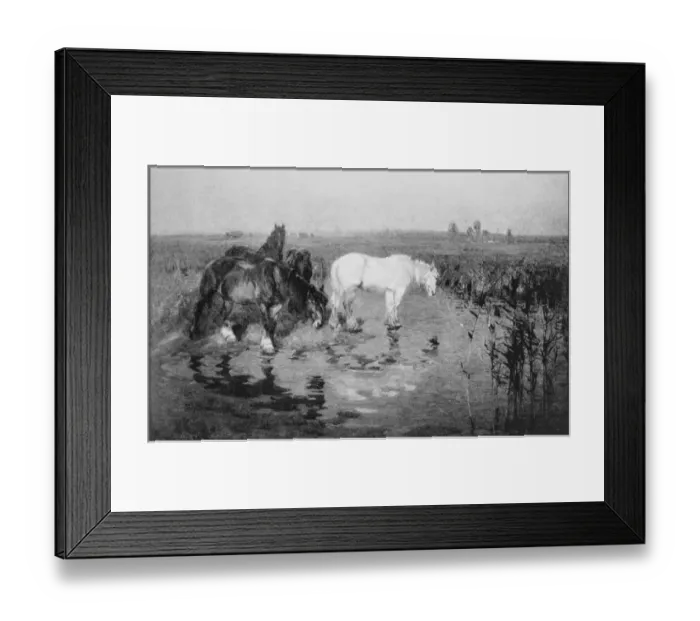 Framed Print : Antique photo of paintings: Wild horses Framed Print : Antique photo of paintings: Wild horses