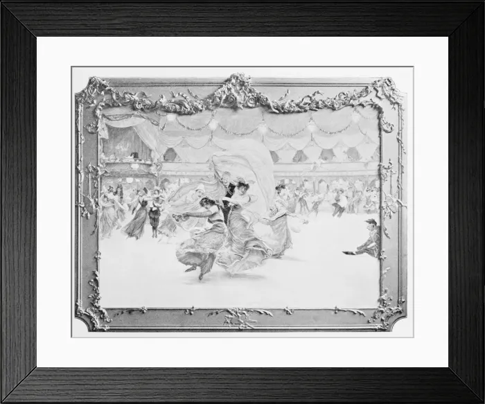 Framed Print : Antique photo of paintings: Ice skating Framed Print : Antique photo of paintings: Ice skating