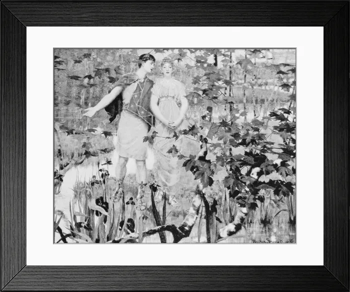 Framed Print : Antique photo of paintings: Couple Framed Print : Antique photo of paintings: Couple