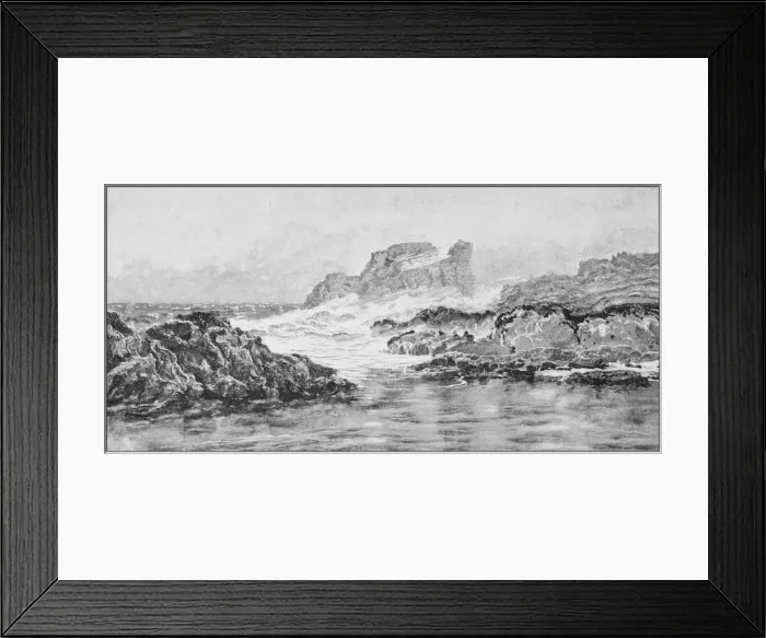 Framed Print : Antique photo of paintings: Rocks in Trevone Framed Print : Antique photo of paintings: Rocks in Trevone