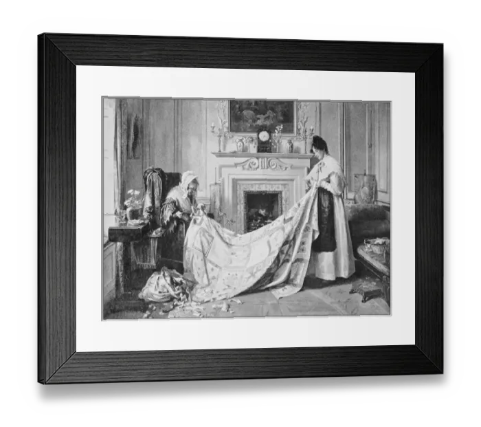Framed Print : Antique photo of paintings: Sewing Framed Print : Antique photo of paintings: Sewing