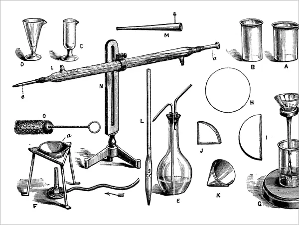Antique engraving illustration: Chemistry equipment