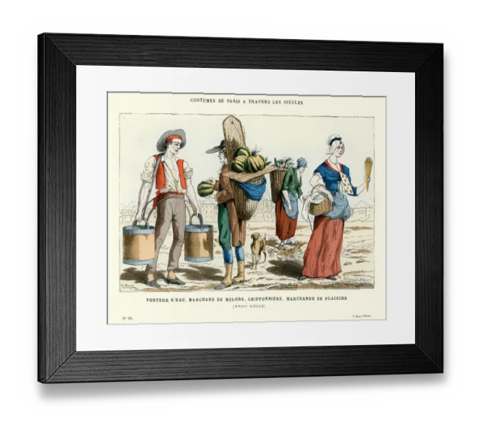 Framed Print : 18th Century Water carrier, Mellon Merchant, pastry vendor Framed Print : 18th Century Water carrier, Mellon Merchant, pastry vendor