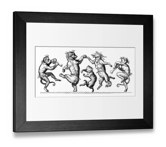 Framed Print : Humanized animals illustrations: Decoration Framed Print : Humanized animals illustrations: Decoration