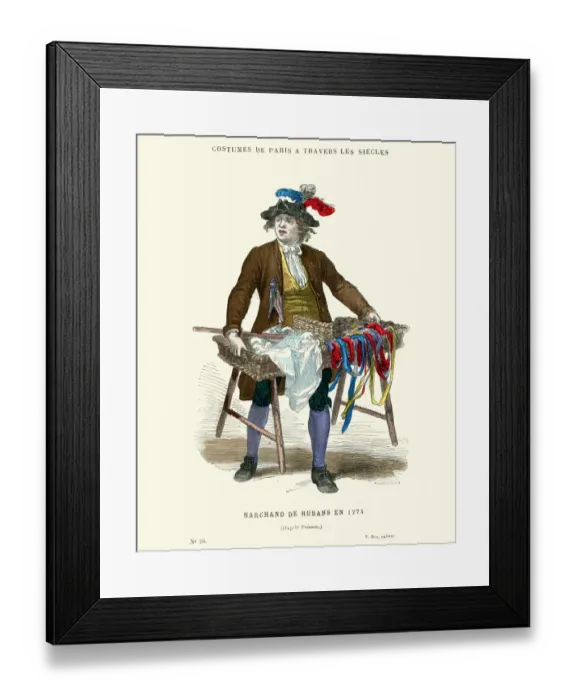 Framed Print : History of Fashion, 18th Century Marchande de Rubans