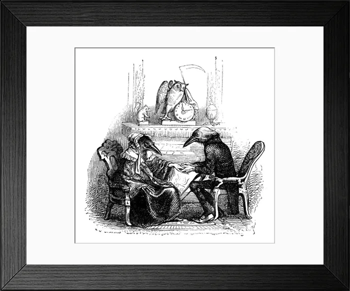 Framed Print : Humanized animals illustrations: Birds Framed Print : Humanized animals illustrations: Birds