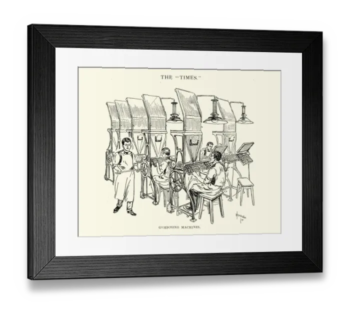 Framed Print : Composing machines at the Times Newspaper, 1892 Framed Print : Composing machines at the Times Newspaper, 1892