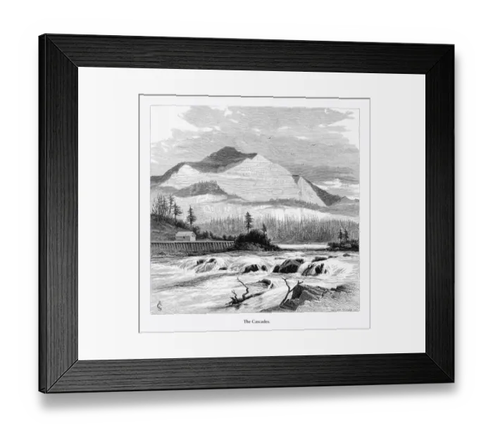 Framed Print : Cascades, The Cascades, Washington, United States, American Victorian Engraving, 1872 Framed Print : Cascades, The Cascades, Washington, United States, American Victorian Engraving, 1872