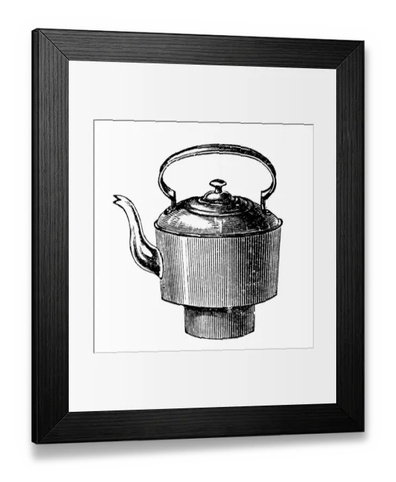 Framed Print : Antique household book engraving illustration: Kettle Framed Print : Antique household book engraving illustration: Kettle