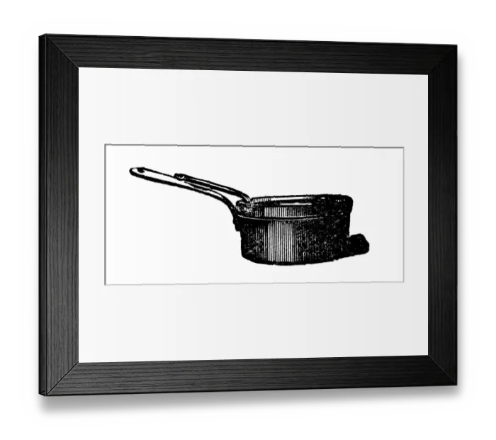 Framed Print : Antique household book engraving illustration: Fricandeu pan Framed Print : Antique household book engraving illustration: Fricandeu pan