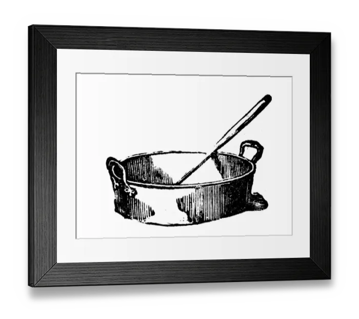 Framed Print : Antique household book engraving illustration: Preserving pan Framed Print : Antique household book engraving illustration: Preserving pan