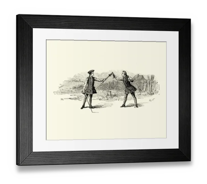Framed Print : Manon Lescaut - Practicing for a duel, 18th Century Framed Print : Manon Lescaut - Practicing for a duel, 18th Century