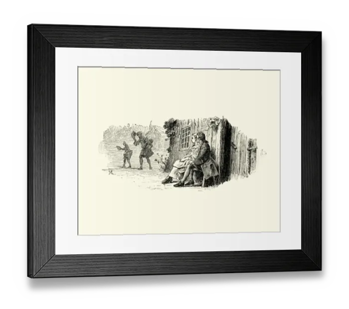 Framed Print : Manon Lescaut - Young couple sat outside their home Framed Print : Manon Lescaut - Young couple sat outside their home