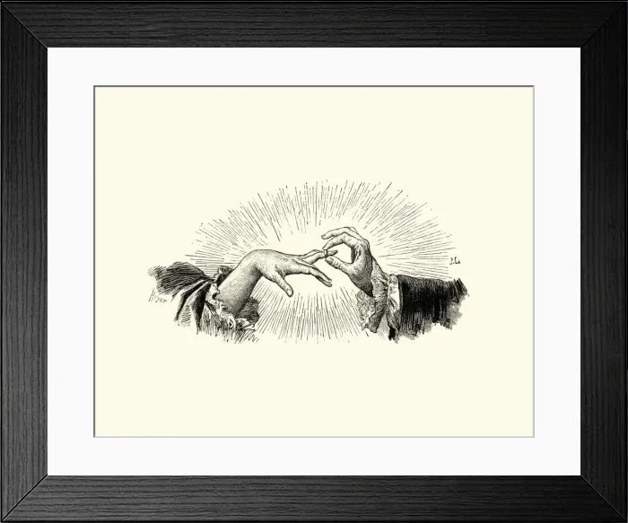 Framed Print : Manon Lescaut Man puttng a ring on a womans finger Framed Print : Manon Lescaut Man puttng a ring on a womans finger
