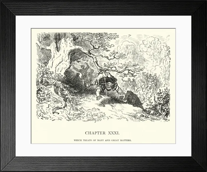 Framed Print : Don Quixote, Sancho stuck in a tree Framed Print : Don Quixote, Sancho stuck in a tree