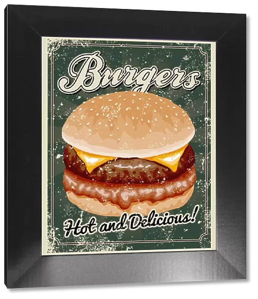 Vintage Screen Printed Burger Poster