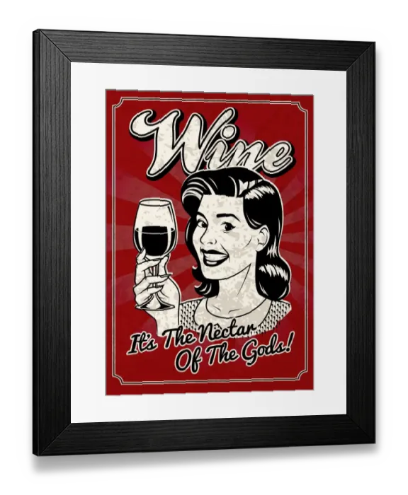 Framed Print : Vintage Woman with Wine Poster Framed Print : Vintage Woman with Wine Poster