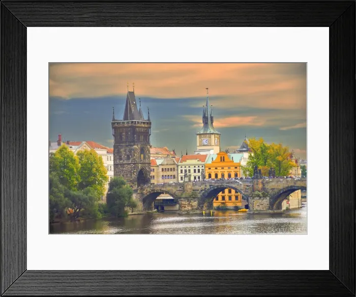 Framed Print : Charles Bridge and Powder Tower at dusk, Prague Framed Print : Charles Bridge and Powder Tower at dusk, Prague