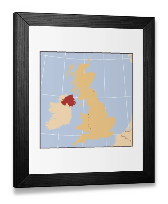 Framed Print : Northern Ireland reference map Framed Print : Northern Ireland reference map