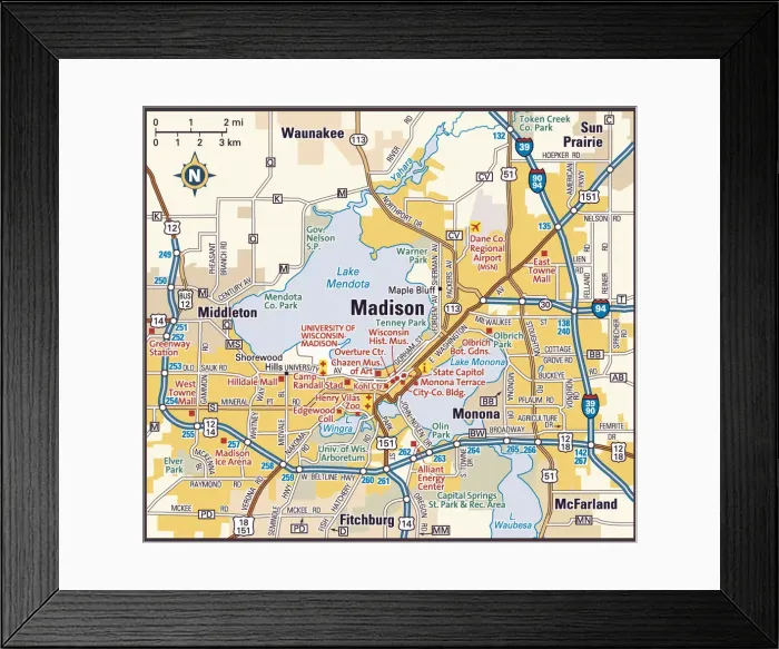 Framed Print : Madison, Wisconsin area Framed Print : Madison, Wisconsin area