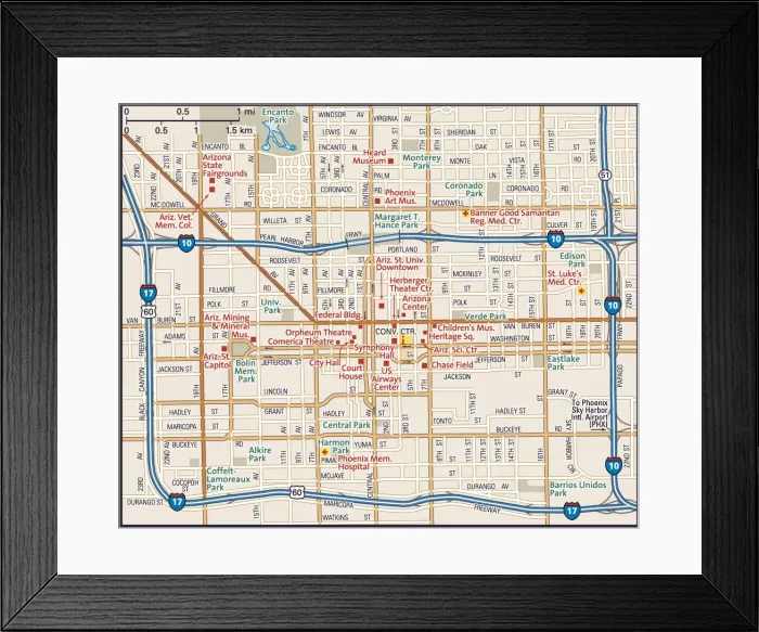 Framed Print : Downtown Phoenix, Arizona