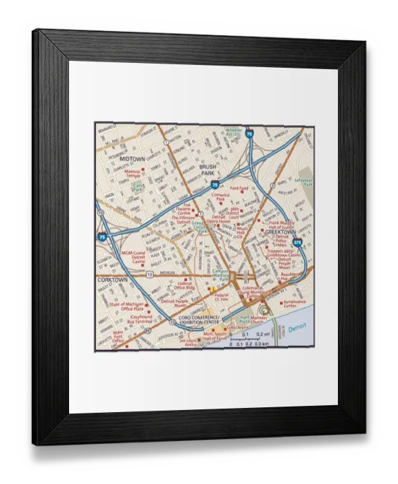 Framed Print : Downtown Detroit, Michigan Framed Print : Downtown Detroit, Michigan